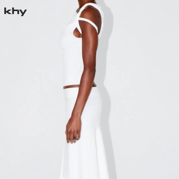 Khy Sleek Stretch Twisted Top white sz XL - Picture 4 of 4